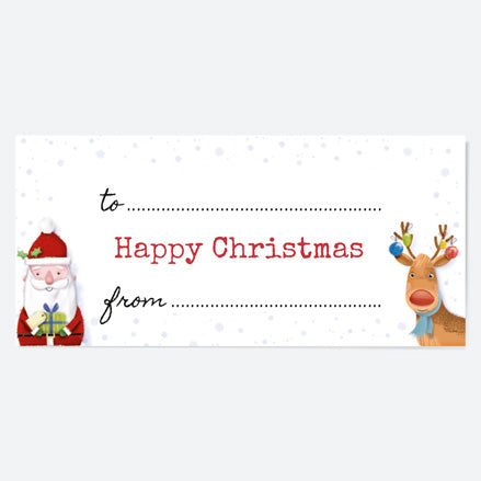 Santa & Rudolph Fun - Gift Labels - Pack of 12
