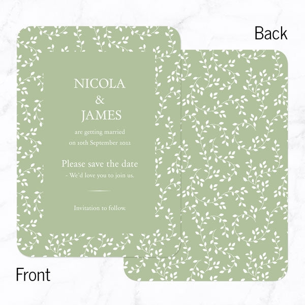 Delicate Leaf Pattern Iridescent Save the Date Cards