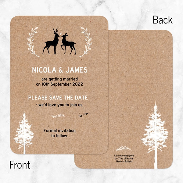 Rustic Woodland Deer Save the Date Cards
