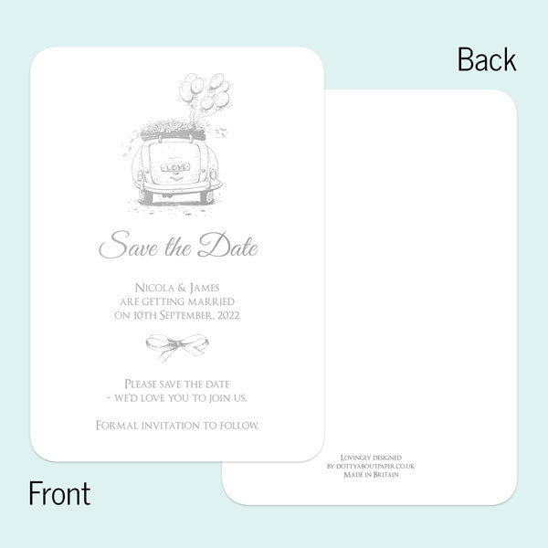 Vintage Wedding Car - Foil Save the Date Cards