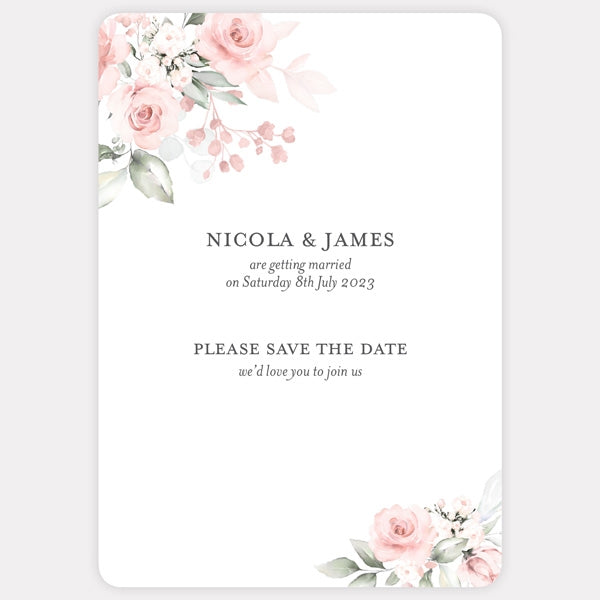 Blush Pink Flowers Save the Date Cards
