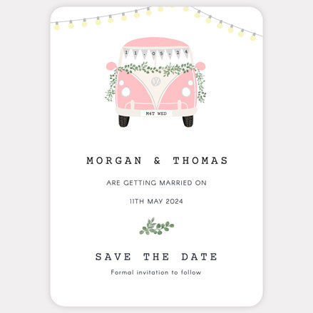 Just Married Campervan Save the Date Cards