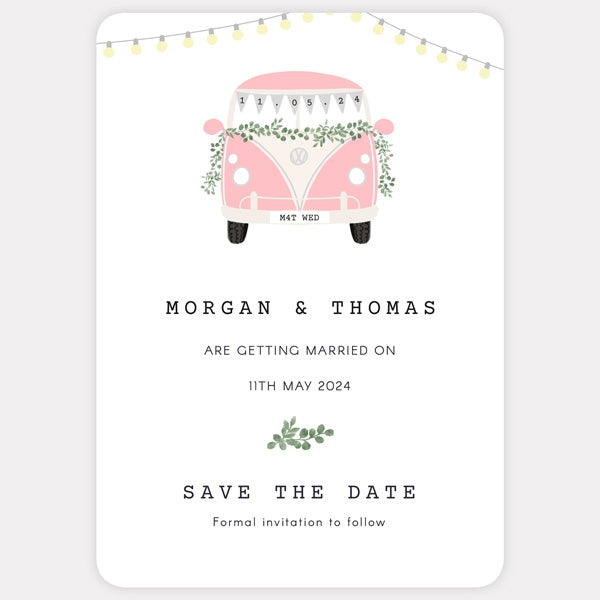 Just Married Campervan Save the Date Cards