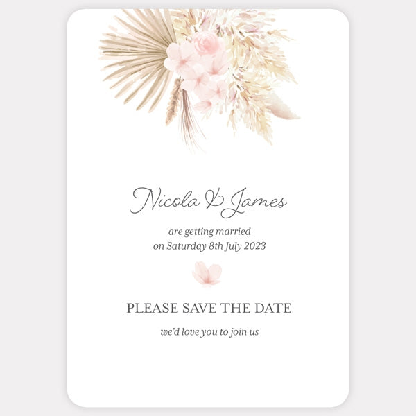Pampas Floral Save the Date Cards