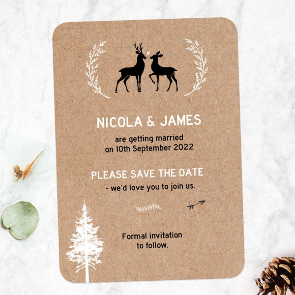 Rustic Woodland Deer Save the Date Cards