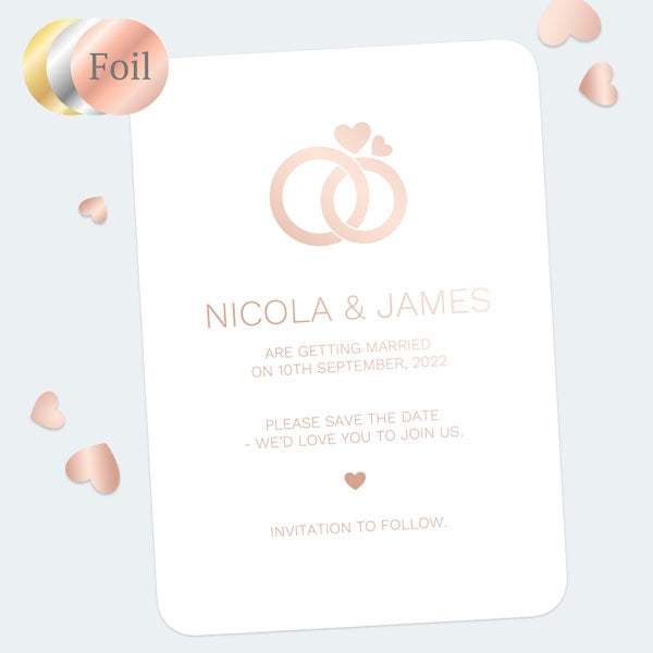 Entwined Rings Foil Save the Date Cards