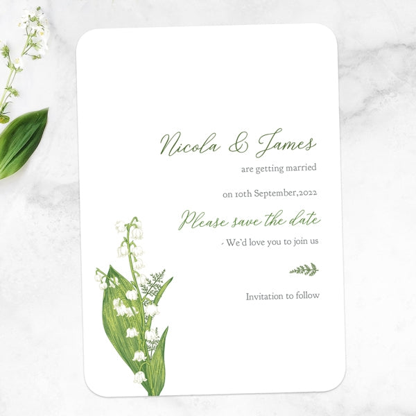 Lily of the Valley Iridescent Save the Date Cards