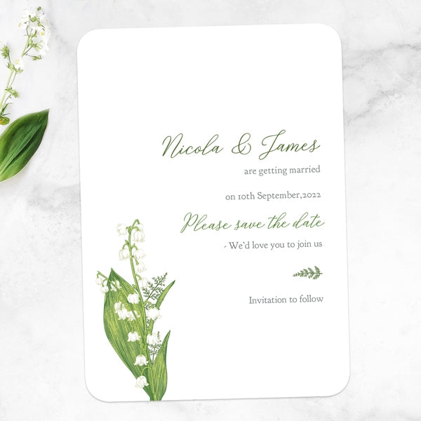 Lily of the Valley Iridescent Save the Date Cards