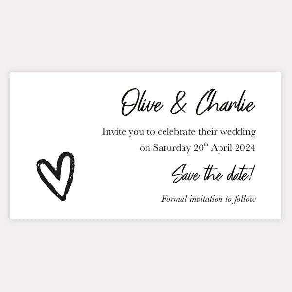 Calligraphy Heart Names Save the Date Magnets