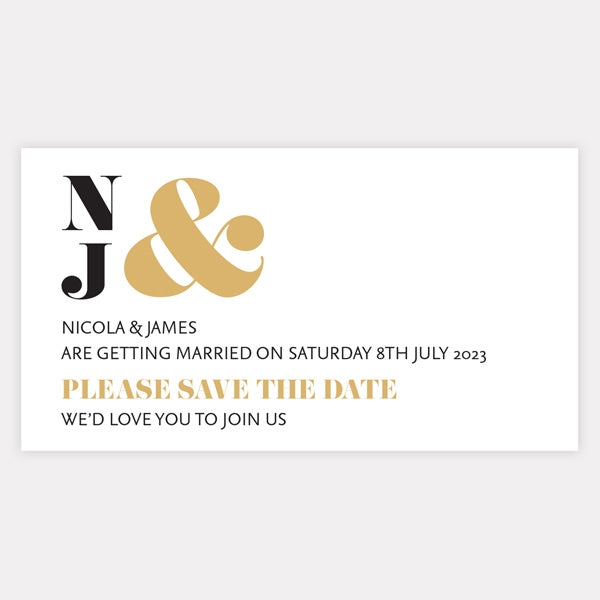 Metallic Ampersand Metallic Save the Date Magnets