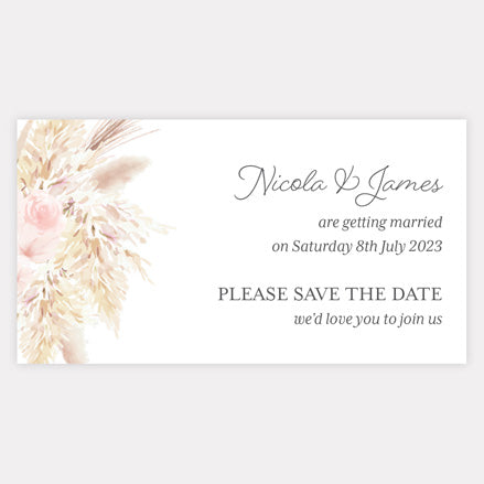 Pampas Floral Save the Date Magnets
