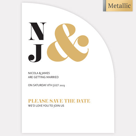 Metallic Ampersand Metallic Save the Date Cards