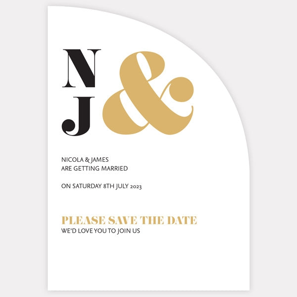 Metallic Ampersand Metallic Save the Date Cards