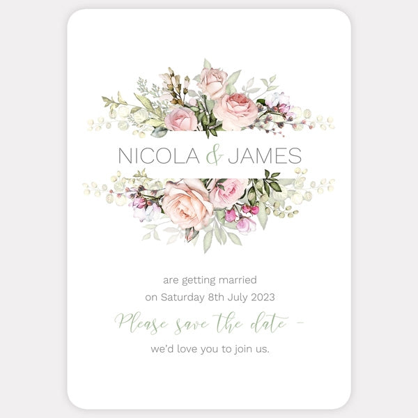 Pink Country Flowers Save the Date Cards
