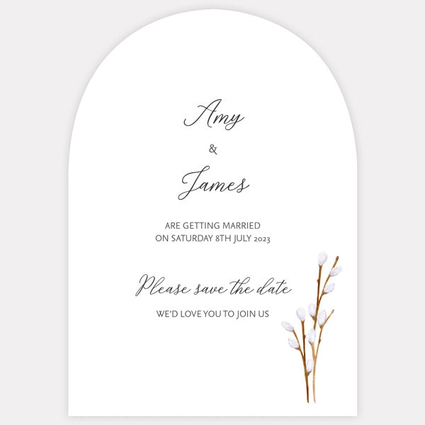 Watercolour Willow Iridescent Save the Date Cards
