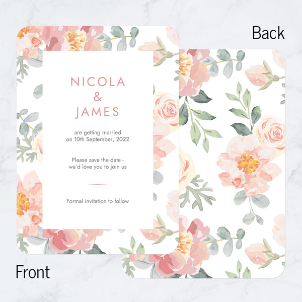 Coral Watercolour Flowers - Save the Date Cards
