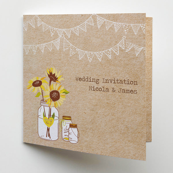 Sunflowers and Bunting Wedding Invitation
