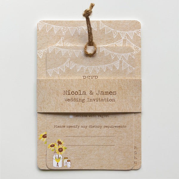 Sunflowers & Bunting - Boutique Wedding Invitation & RSVP