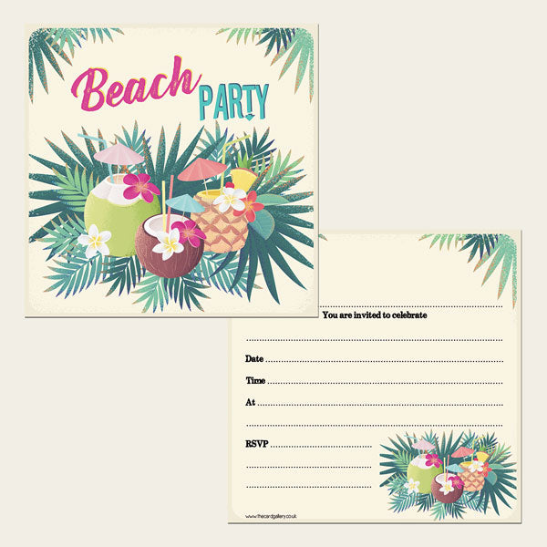 Party Invitations - Hawaiian Beach - Pack of 10