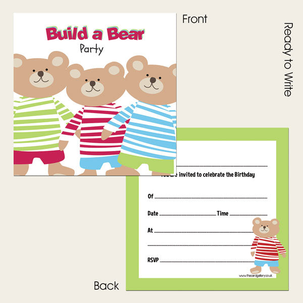 Ready To Write Kids Party Invitations - Build a Bear