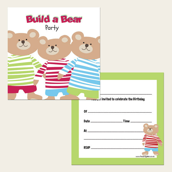 Ready To Write Kids Party Invitations - Build a Bear