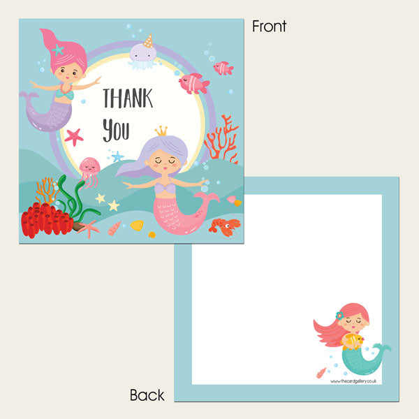 Ready to Write Kids Thank You Cards - Mermaid Party - Pack of 10