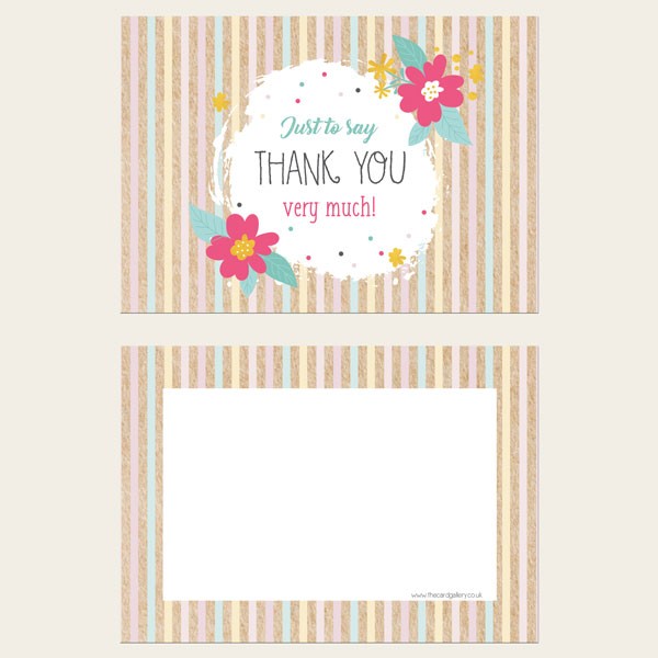 Ready to Write Thank You Cards - Candy Stripe Flowers - Pack of 10