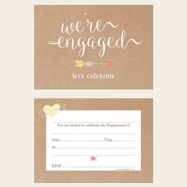 Engagement Party Invitations - Rustic Hearts and Arrows
