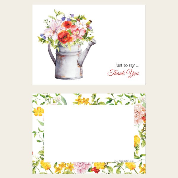 Ready to Write Thank You Cards - Watering Can Flowers - Pack of 10