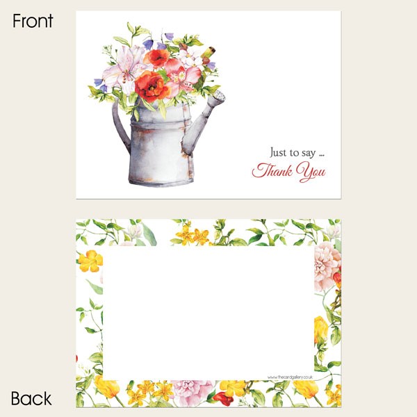 Ready to Write Thank You Cards - Watering Can Flowers - Pack of 10