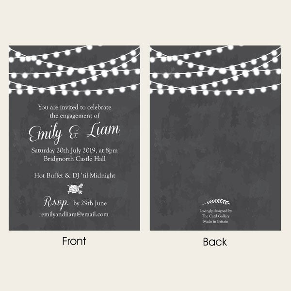 Engagement Party Invitations - Chalkboard Festoon Lights