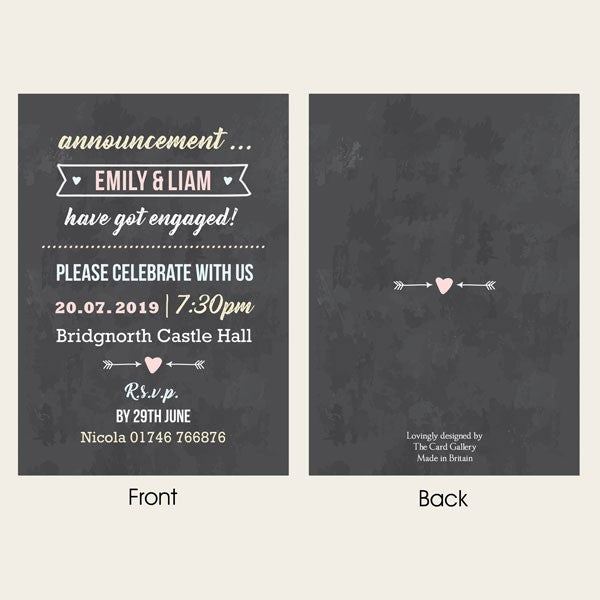 Engagement Party Invitations - Chalkboard Pastel Typography