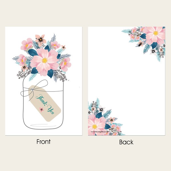 Thank You Cards - Pink Mason Jar Flowers