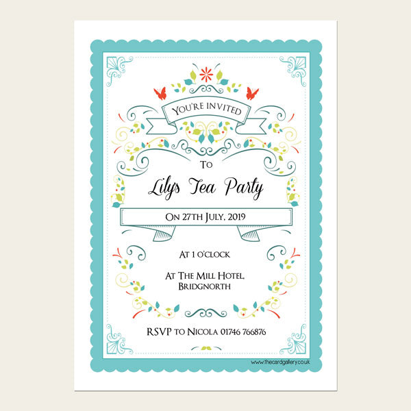Party Invitations - Vintage Tea Party - Pack of 10