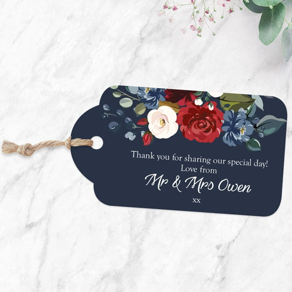 Navy Jewel Flowers - Favour Tag