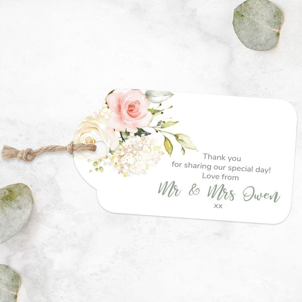 Pink & White Country Bouquet - Favour Tag