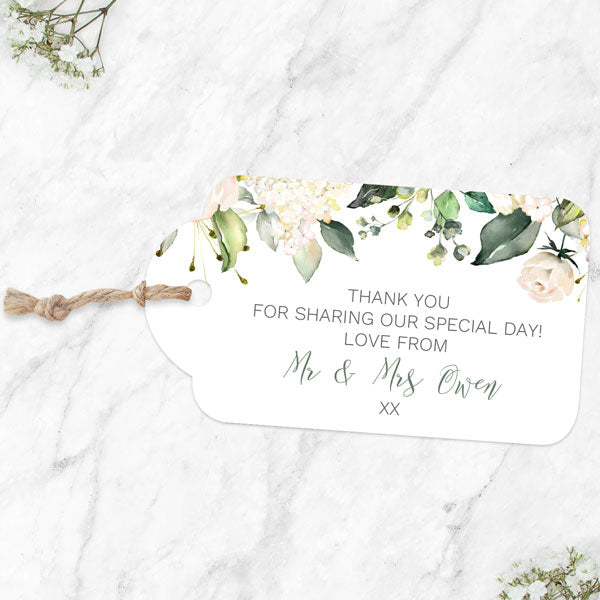 White Flower Garland - Favour Tags