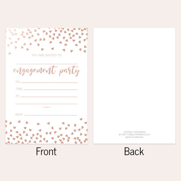 Foil Engagement Party Invitations - Scattered Hearts