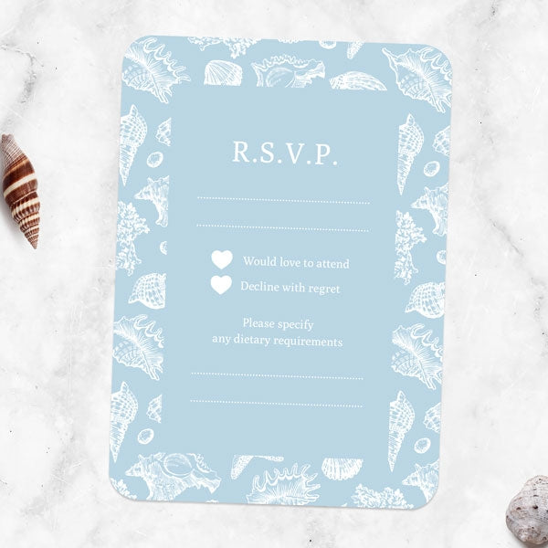 Seashell Elegance Iridescent RSVP Cards