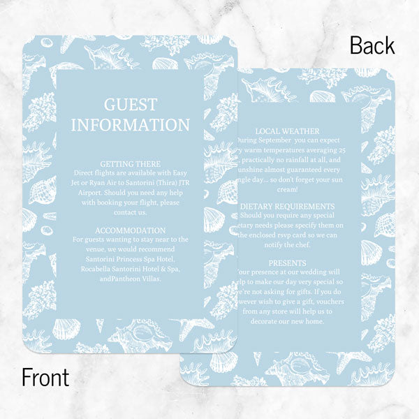Seashell Elegance - Iridescent Guest Information Card