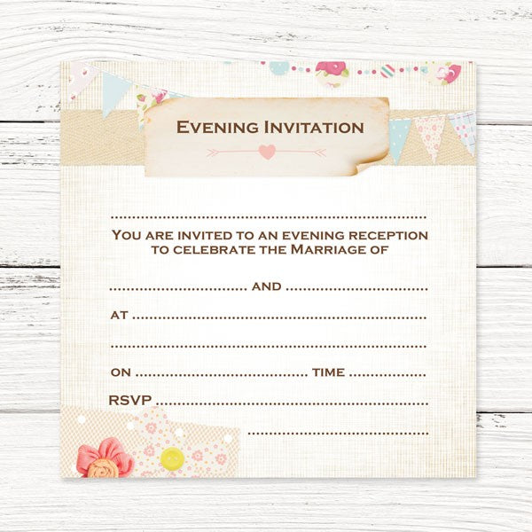 Ready to Write Evening Postcard Invitations - Shabby Chic Bunting