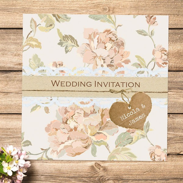 Shabby Chic Flowers - Wedding Invitations