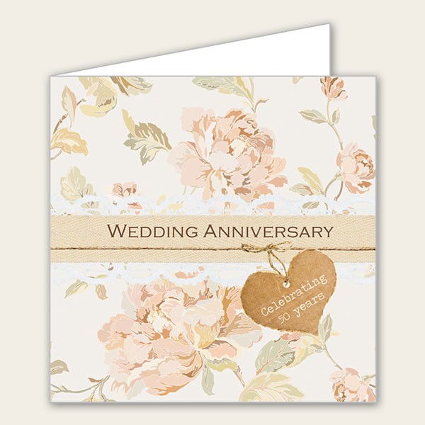 50th Wedding Anniversary Invitations - Shabby Chic Flowers