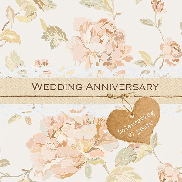 50th Wedding Anniversary Invitations - Shabby Chic Flowers