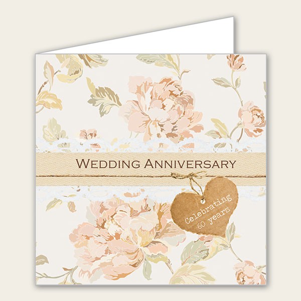 60th Wedding Anniversary Invitations - Shabby Chic Flowers