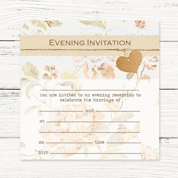 Ready to Write Evening Postcard Invitations - Shabby Chic Flowers