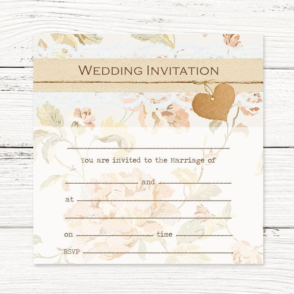 Ready to Write Wedding Postcard Invitations - Shabby Chic Flowers
