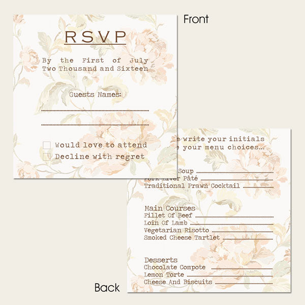 Shabby Chic Flowers - Wedding RSVP Cards