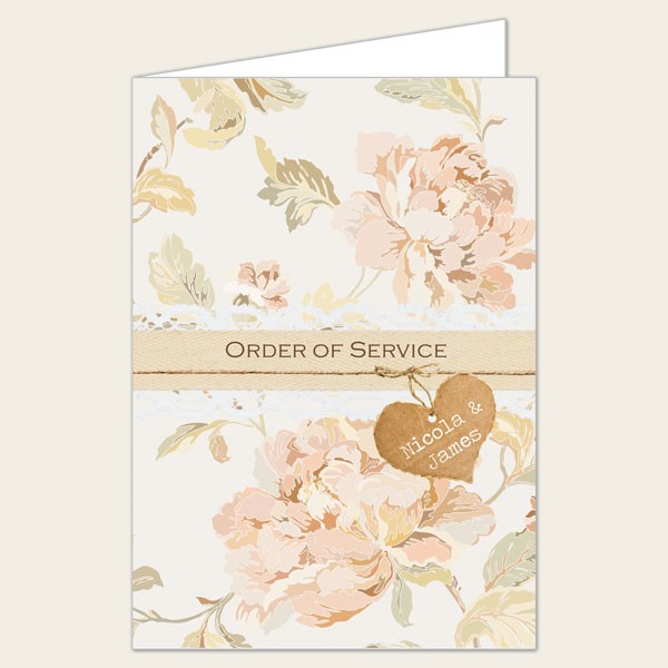 Shabby Chic Flowers - Wedding Order of Service