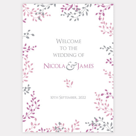 Delicate Leaf Border - Wedding Sign Range